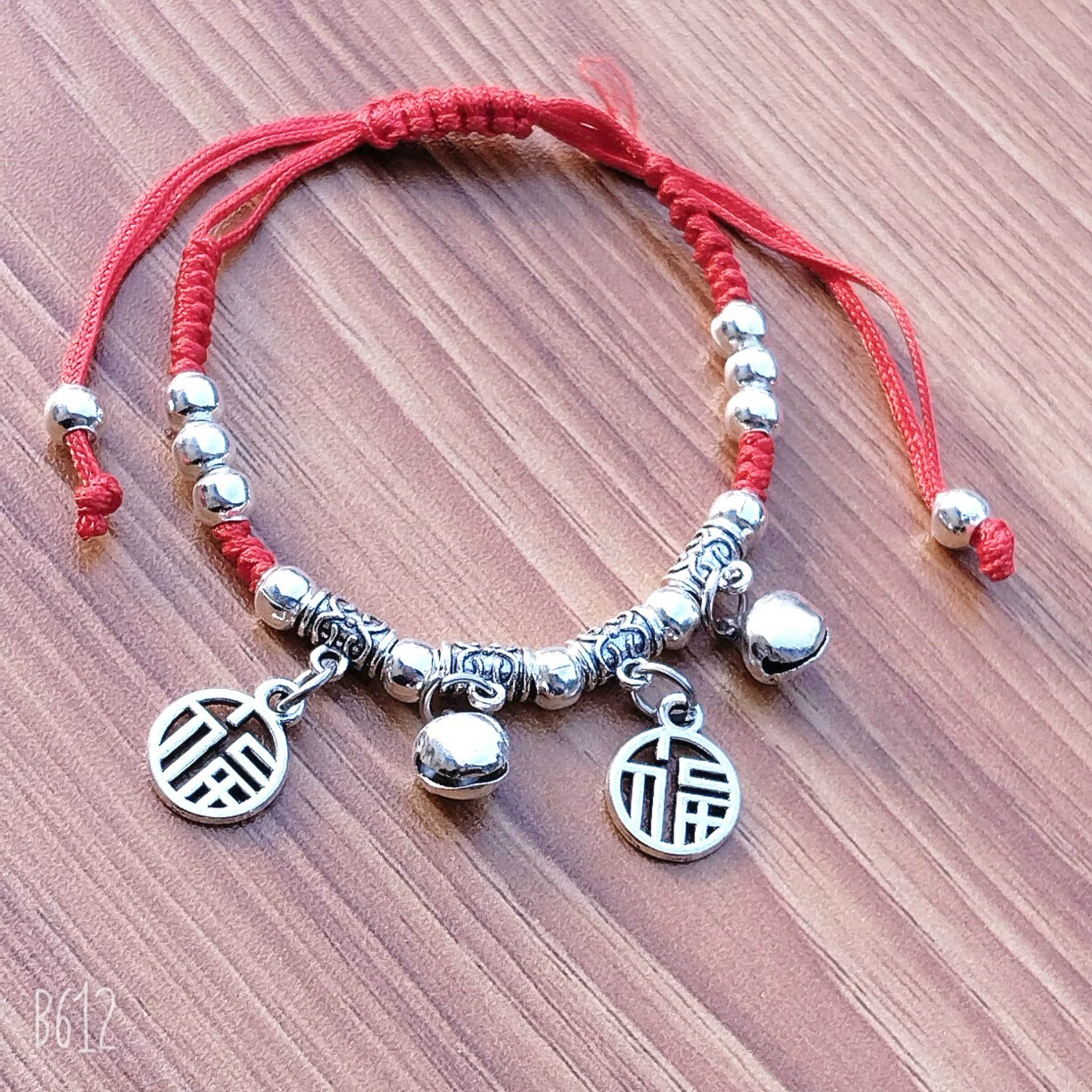 Woven Red Rope Bracelet, Miao/Tibetan Silver Alloy Charms, Ankle & Wrist, Multiple Styles