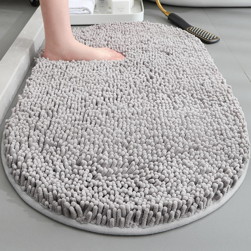 Alfombra absorbente de baño de chenilla ovalada Alfombra de pie de puerta de baño Alfombra antideslizante de entrada de baño Alfombra de dormitorio