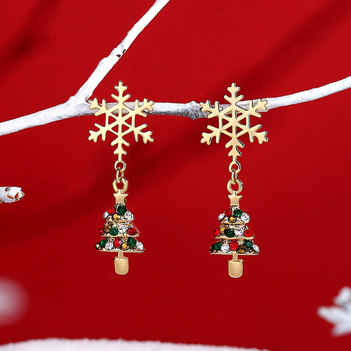 European and American new Christmas earrings collection snowman snowflake deer head Christmas socks cane earrings Christmas and New Year gifts