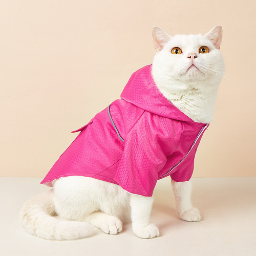 Cross-border exclusive pet raincoat with reflective strips for cats and dogs, nighttime reflective cats and dogs raincoat, Teddy dog raincoat, factory wholesale
