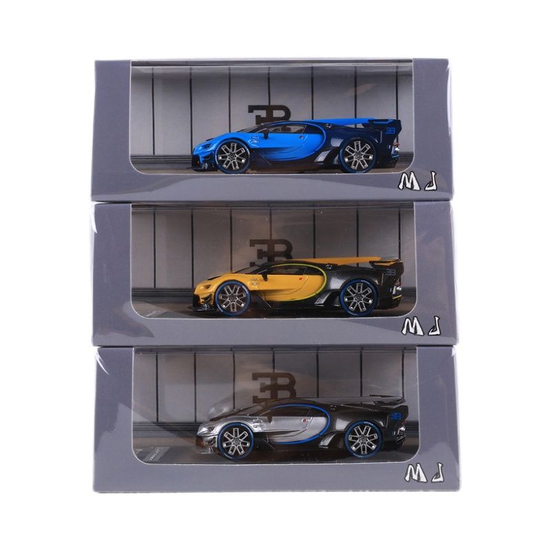 MJ 1:64 BUGATTI VISON GT 럭셔리카 로고 시뮬레이션 합금 자동차 모델 컬렉션 장식품