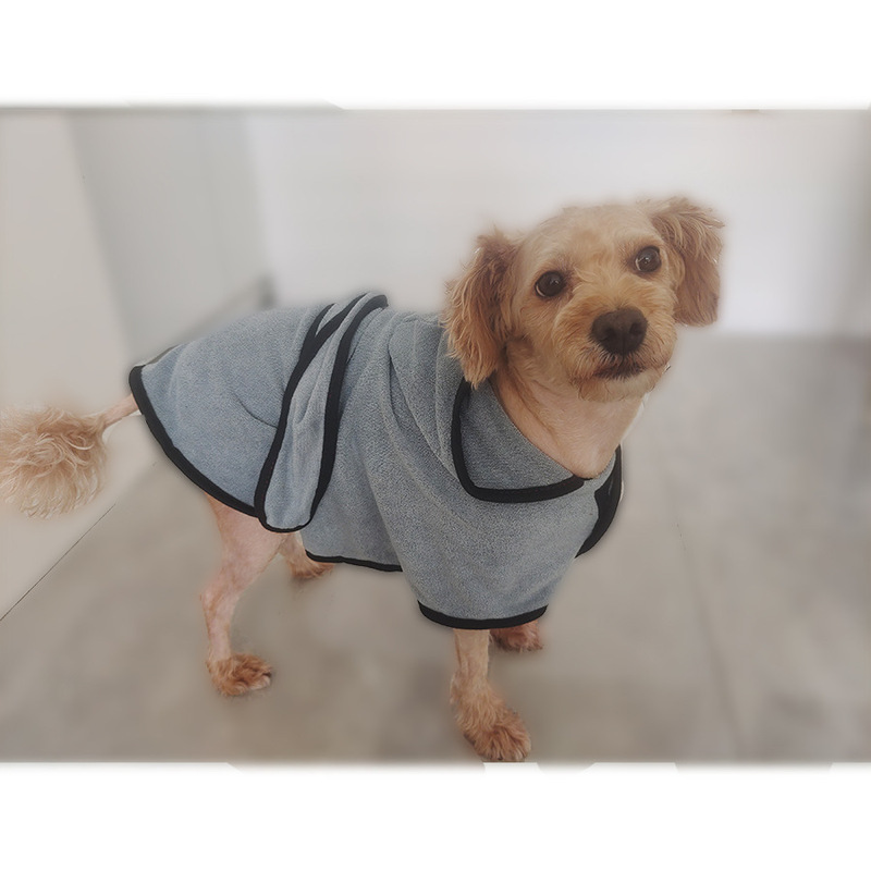 ペット吸水性フード付きバスタオル、中小型犬用バスローブ、柴犬、コーギー猫、猫用ソフト速乾服|undefined