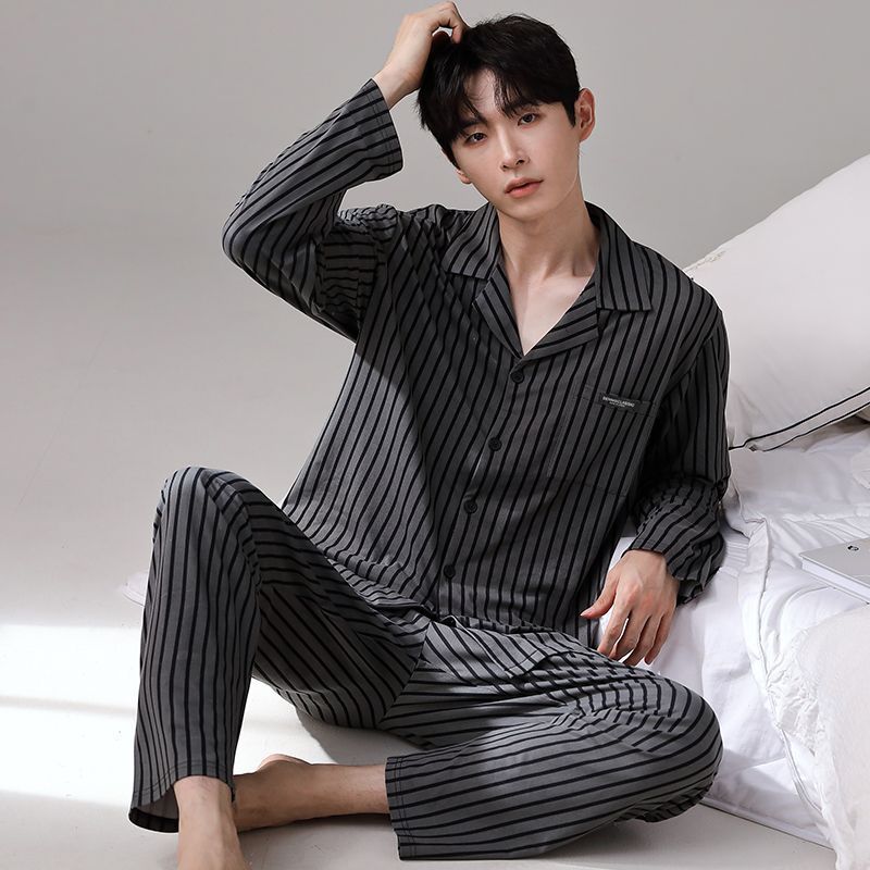 Pijamas de los hombres Primavera y Otoño Invierno 100% algodón de manga larga pantalones delgados más tamaño desgaste de alto nivel de los hombres de verano ropa de casa