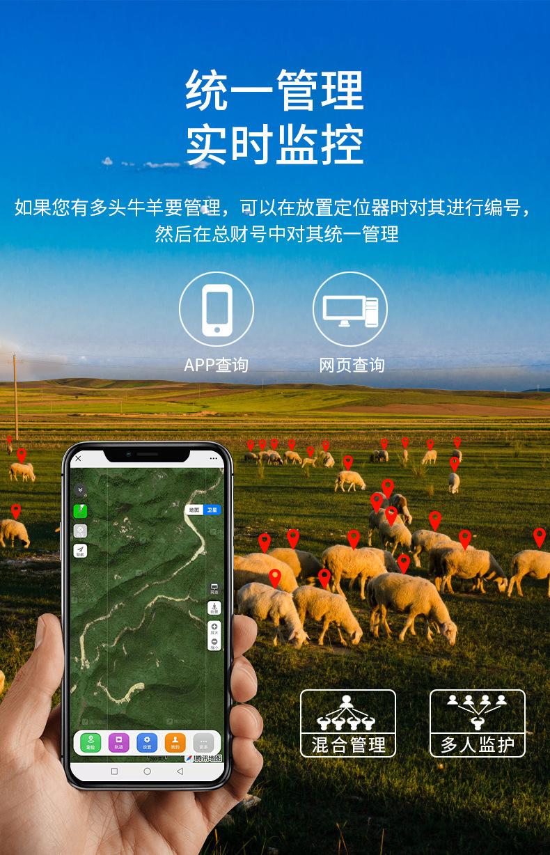 Solar 4g Beidou Gps Large-Scale Livestock Locator Mountain Grassland Grazing Tracking Artifact Trajectory Playback