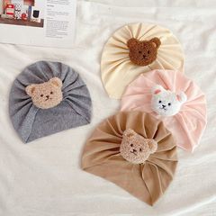 可愛小熊嬰幼兒純色印度帽新生兒帽子夏季薄款男女寶寶護囟門胎帽