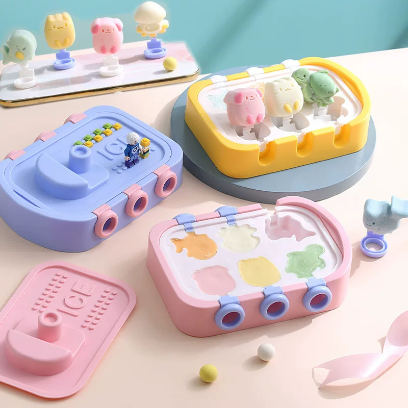Cartoon constructor, silicone boat for ice cream, children's mold, ice cream, 6 pieces