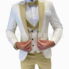 外贸跨境四季成人西服套装舞台主持人三件套西装男修身礼服