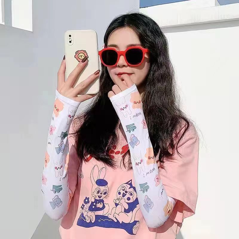 防曬袖套冰爽透氣夏季韓版可愛男印花卡通減齡護臂防紫外線冰袖女