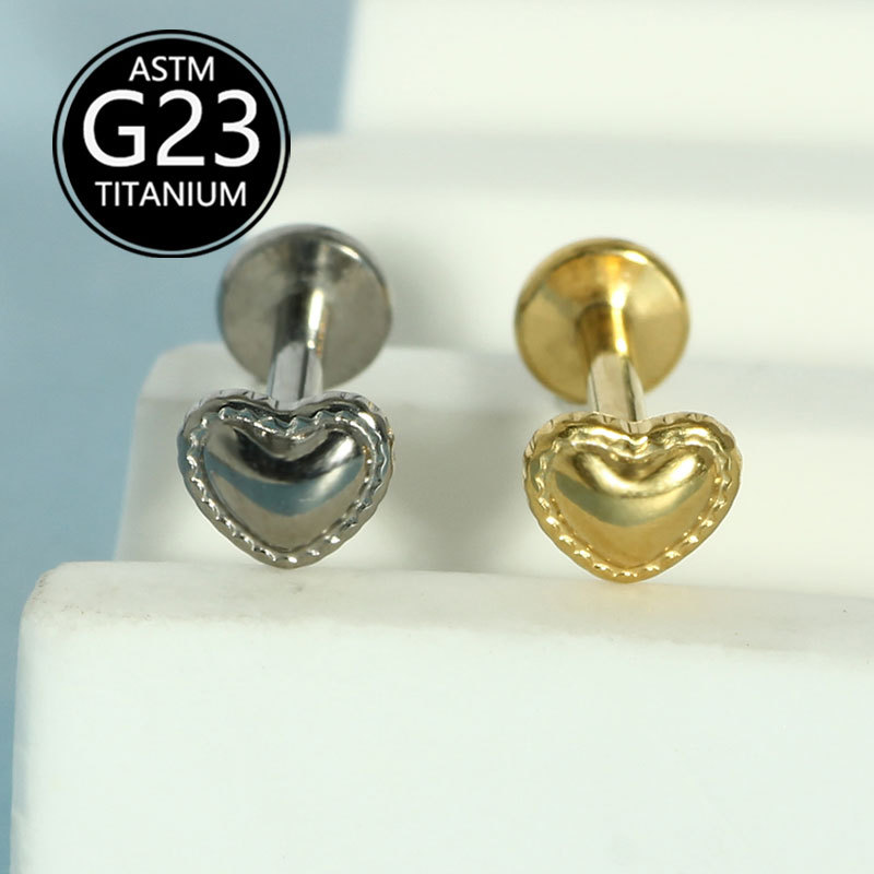 Silver pointed spike labret stud material detail