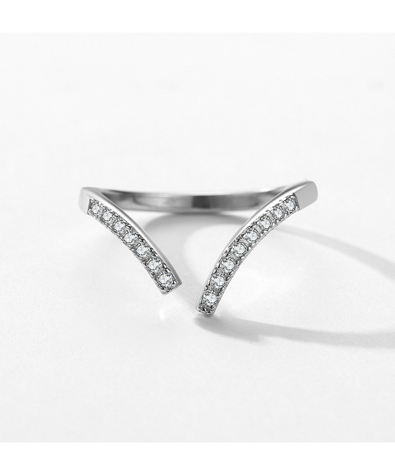 Fashion Solid Color Silver Plating Inlay Zircon Open Ring 1 Piece
