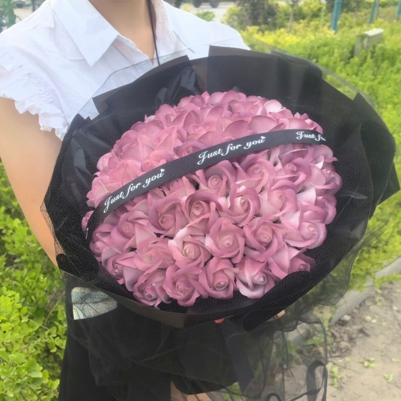 黒梅ソース、バラの花束、彼女へのバレンタインデーギフト、彼氏への誕生日プレゼント、ソーププリザーブドフラワー完成品|undefined