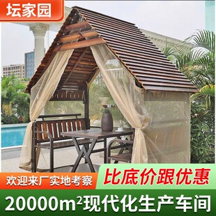 小木屋庭院凉亭户外别墅民宿遮阳棚亭子室外露台防腐木雨棚亭实木-阿里巴巴