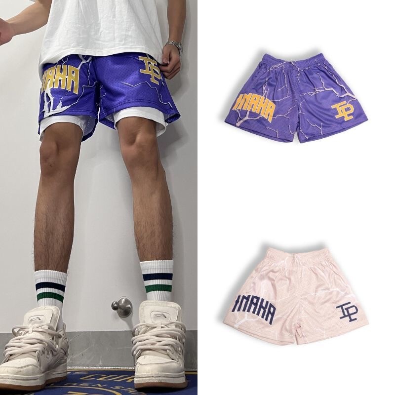 American-Style Basketball Shorts, Knee-Length Training Quick-Dry Lined Compression Sports Shorts, Three-Point Volleyball Shorts for Men and Women