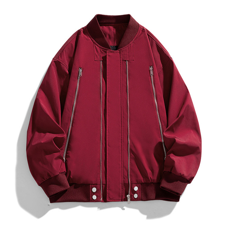 American High Street Collar Red Jacket Hombres primavera-verano 2024 nuevo acelerar la tendencia Jacket de alta calidad