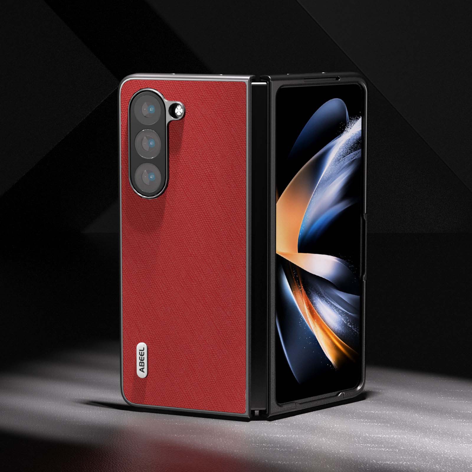 Suitable for Samsung Galaxy Z Fold5 Business Cross Pattern Phone Fold 5 Head Layer Cow Leather Protective Case_voghion.com