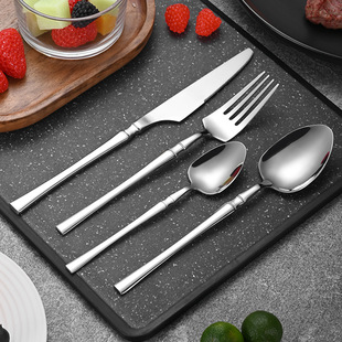 Cross-border Amazon Small Waist Stainless Steel Small Waist Tableware Four-piece Gift Box Golden Western Steak Knife and Fork
