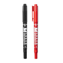 齐心 MK833 小双头记号笔 线幅0.5-1.5mm 黑  耐水 不易褪色