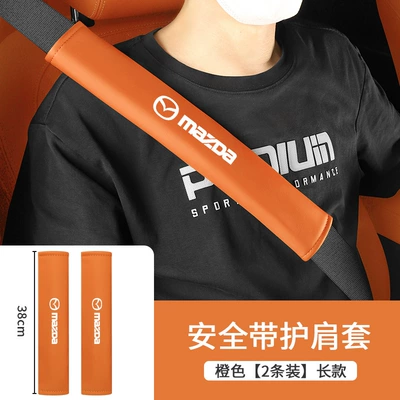Suitable for Mazda 3 – Seat belt shoulder pad - shoulder-pads-long-38cm-mazda-emma-orange-pair