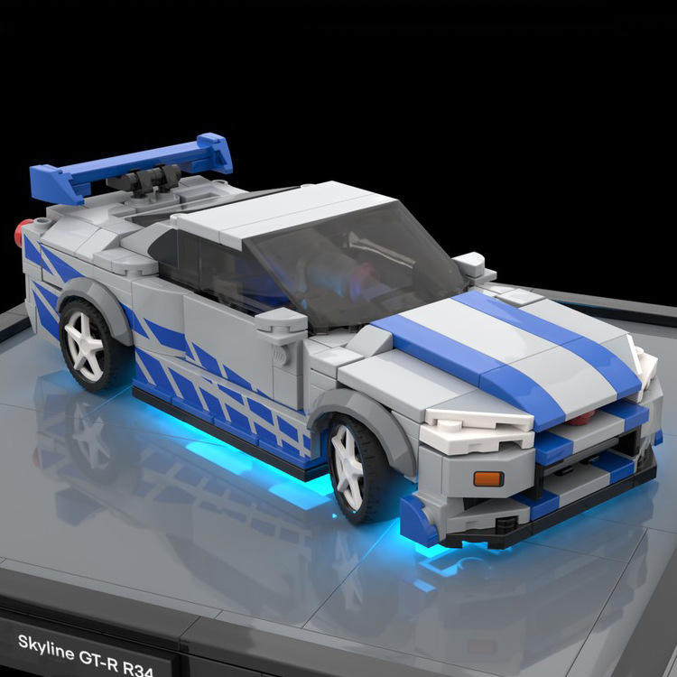 Cross-border MOC Building Blocks 102532-Skyline GT-R(R34 Small Particle sports car Model Compatible with Lego