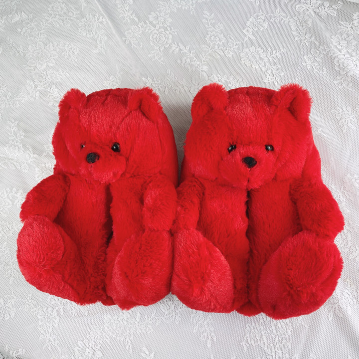 Sandali da spiaggia e da esterno, pantofole a forma di orso, pantofole a forma di orso, scarpe calde e spesse in peluche, scarpe per ragazze che coprono i piedi_voghion.com