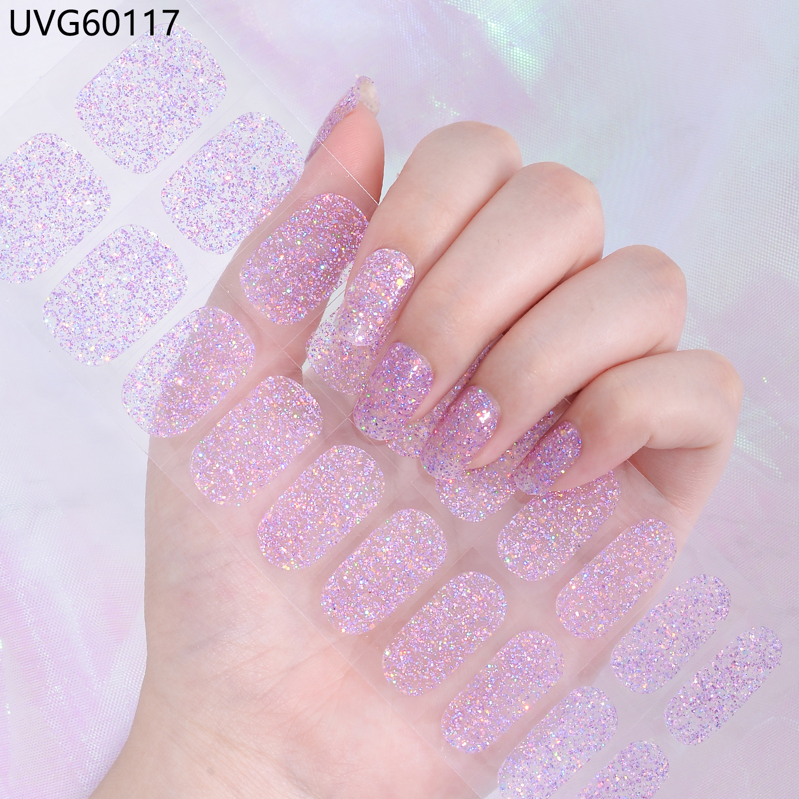 Pegatinas de uñas de gel UV transparentes efecto hielo, semicuradas, con lámina dorada, fototerapia, efecto película de aceite