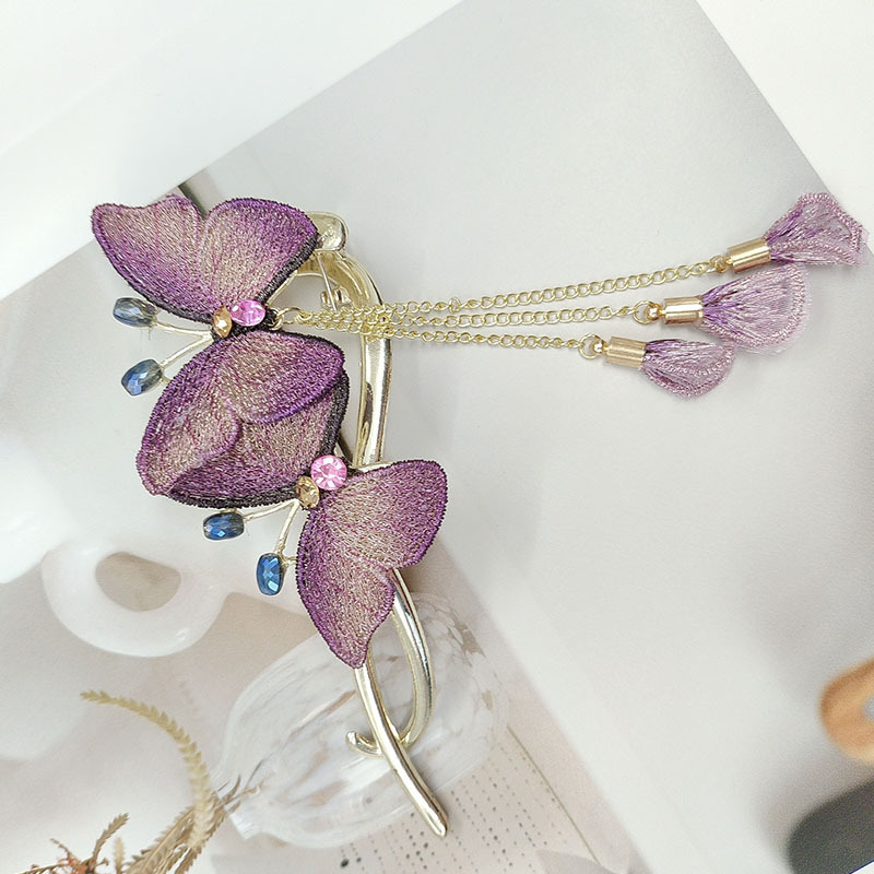 보라색 나비 트위스트 클립