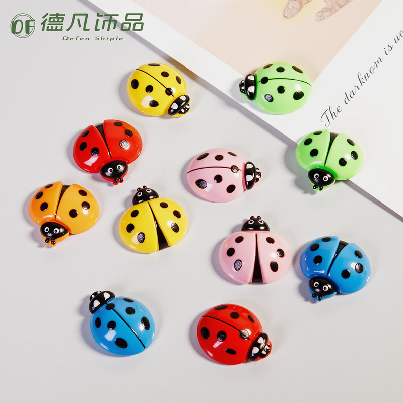 Solid Color Coccinella Beetle Resin Crafts Micro Landscape Cream Gel Handmade Hair Accessories Hairpin Accessories Ornaments