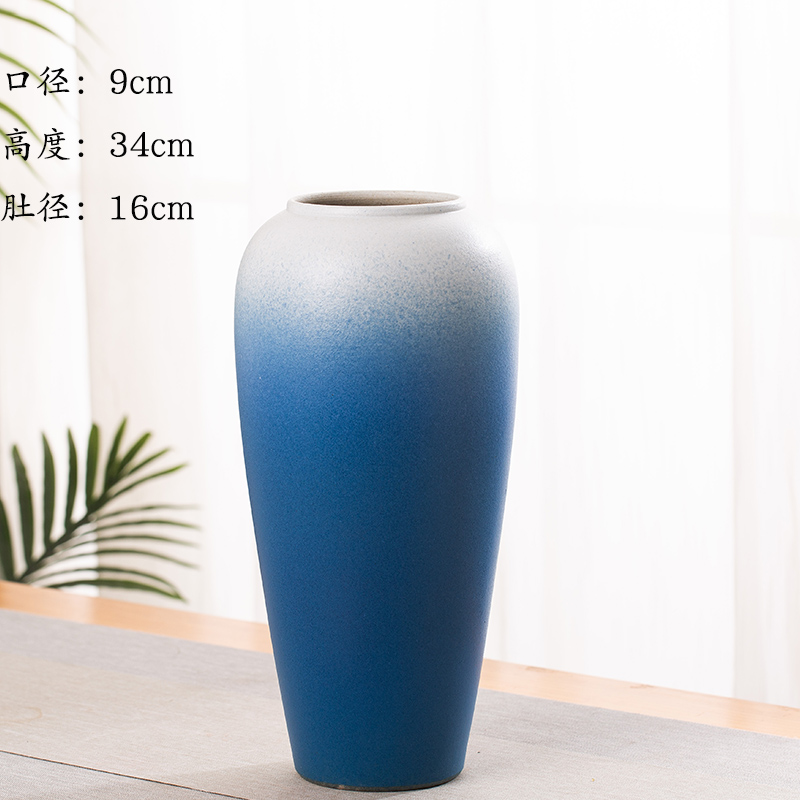 Jingdezhen nuevo jarrón de cerámica china planta maceta de flores de cerámica vintage flor seca sala de estar decoración moderna simple estricta