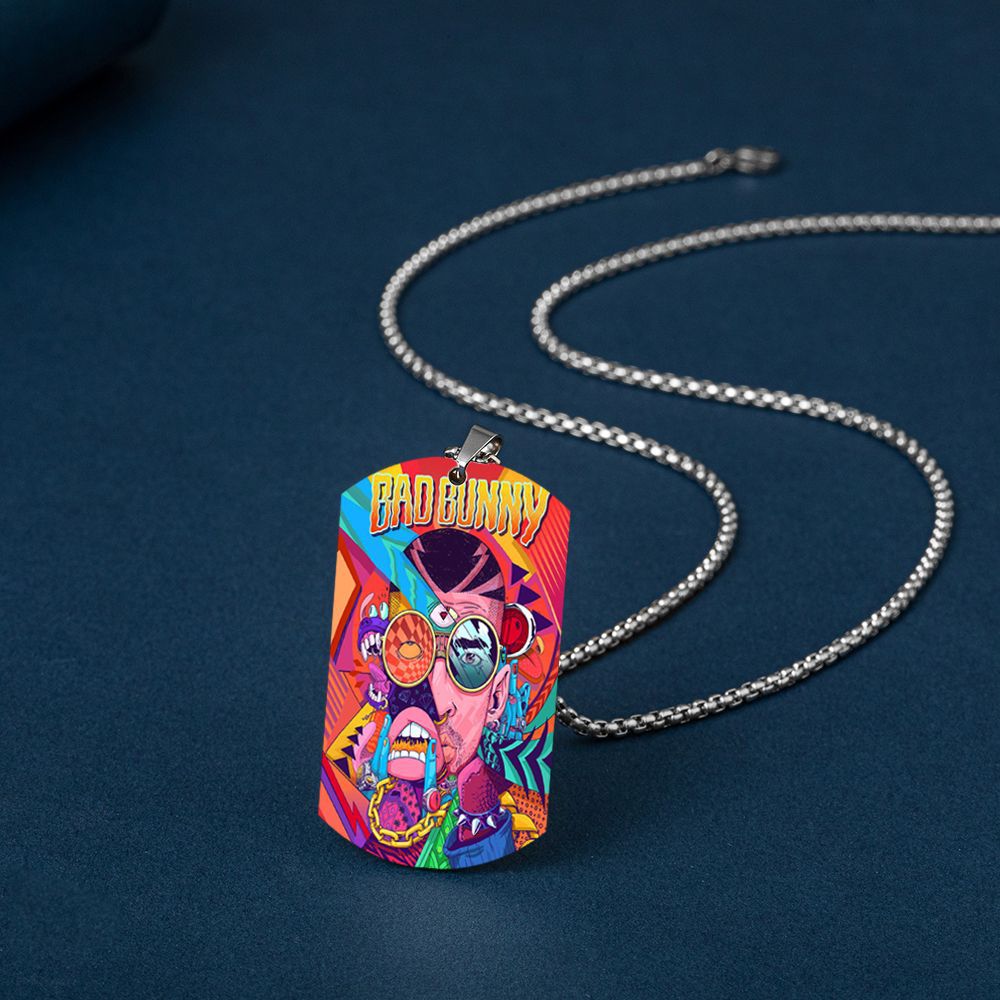 Fashion Cartoon Letter Heart Shape Titanium Steel Printing Womenu0027S Keychain Necklace