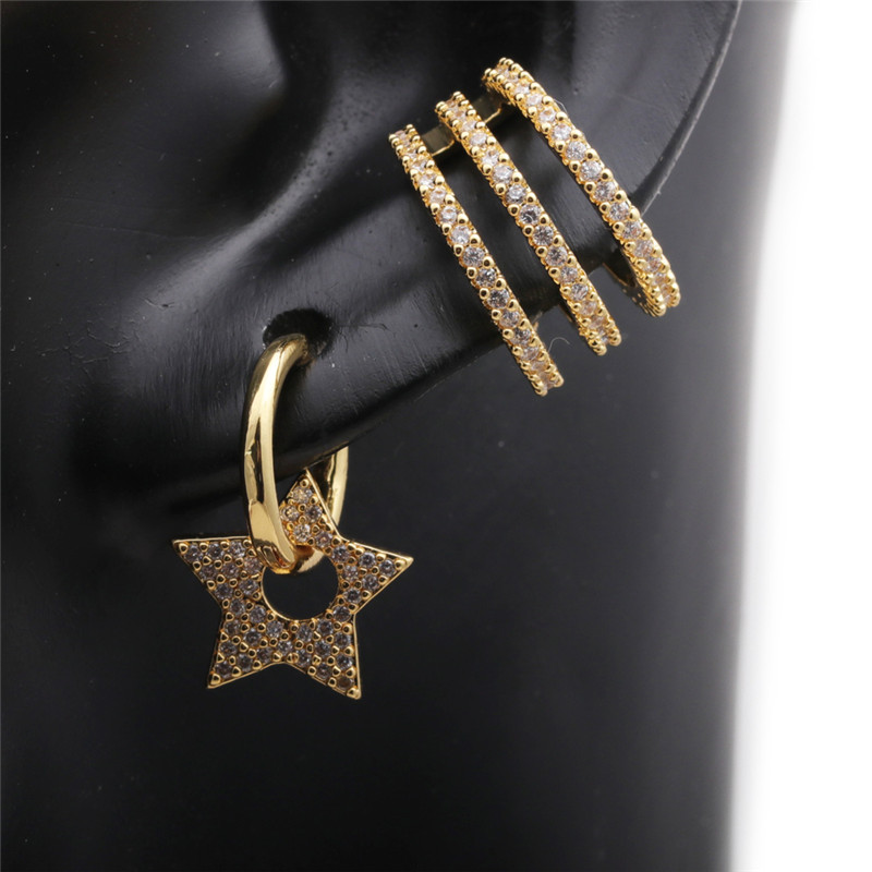 Simple Star Heart-shape Micro-inlaid Zircon Earrings display picture 6