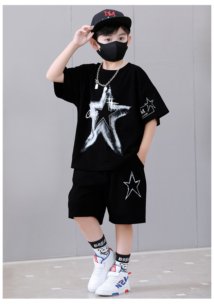 Completo da ragazzo 2023 nuovi pantaloncini estivi a maniche corte per bambini, popolari su Internet e alla moda per le strade durante lo sport_voghion.com