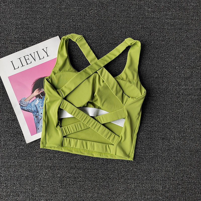 クロス美背運動下着女性防振ベストランニング速乾フィットネスヨガ下着ブラ