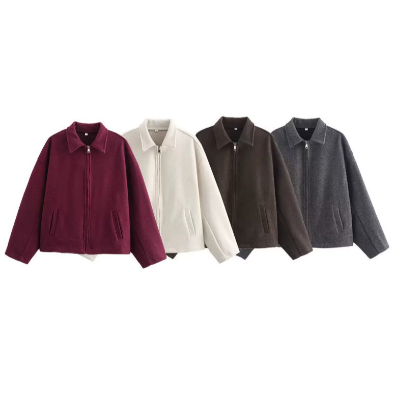 欧米風レディース服 外貿越境人気商品 レトロブラウンルーズジャケット カジュアルコート|undefined