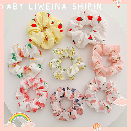 Korean fruit pig intestine hair tie ins headband organza cute Japanese rubber band women's hair tie hair rope hair accessories