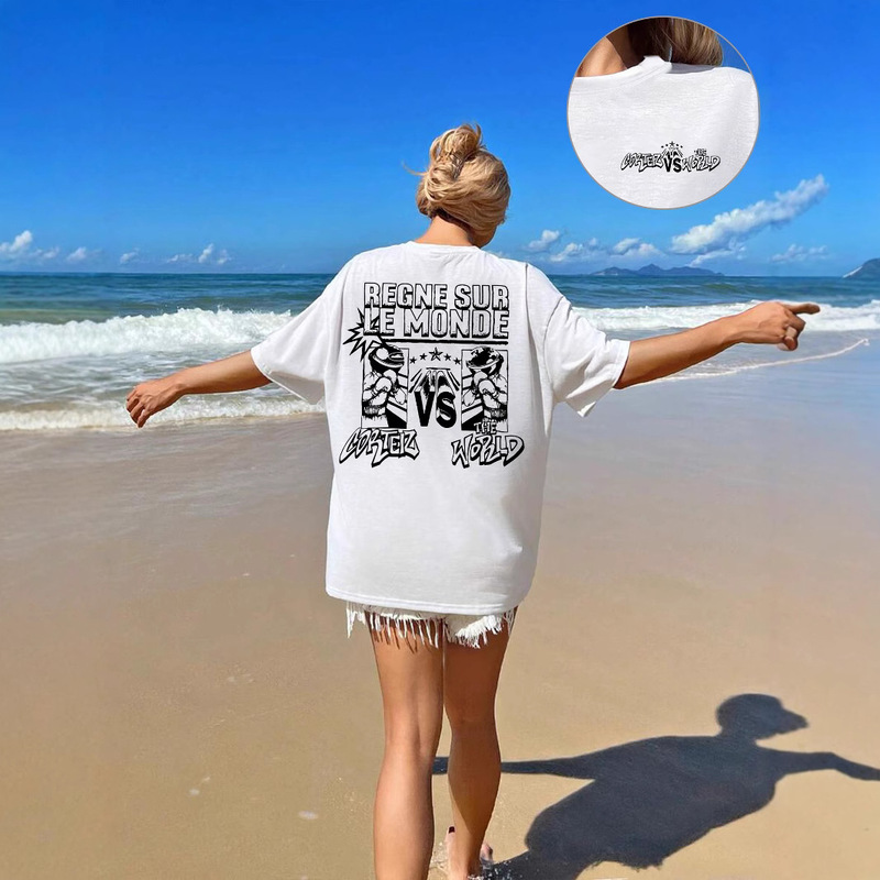 Women's Summer Sweat-Absorbent Breathable Cotton Loose Popular Simple Printed Boxer Spot Cut Out Letter T-Shirt