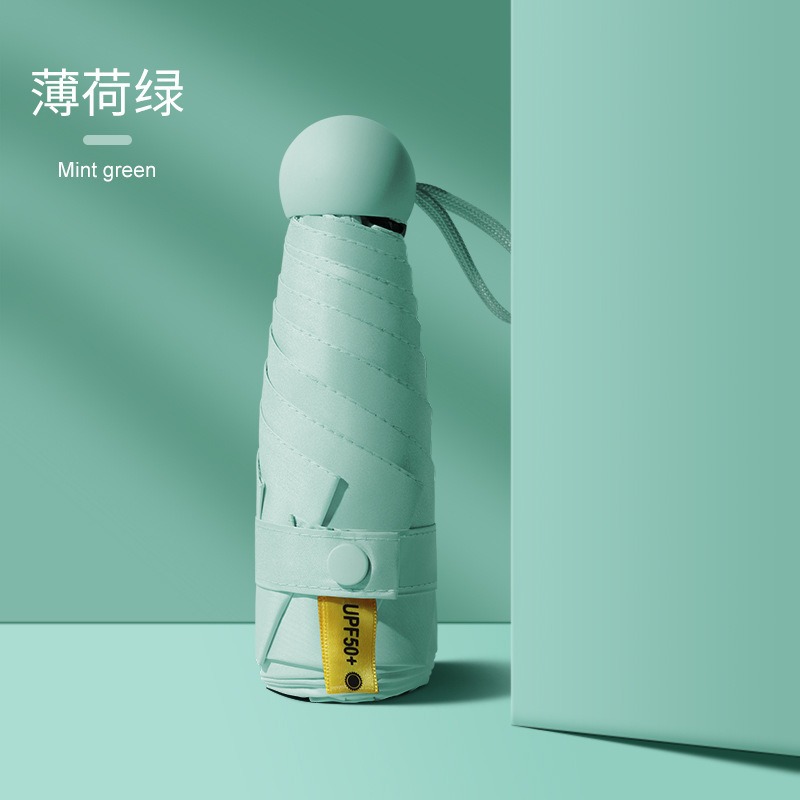 Cápsula paraguas protección solar Protección UV paraguas reforzado de ocho huesos paraguas cinco veces pequeña sombrilla portátil