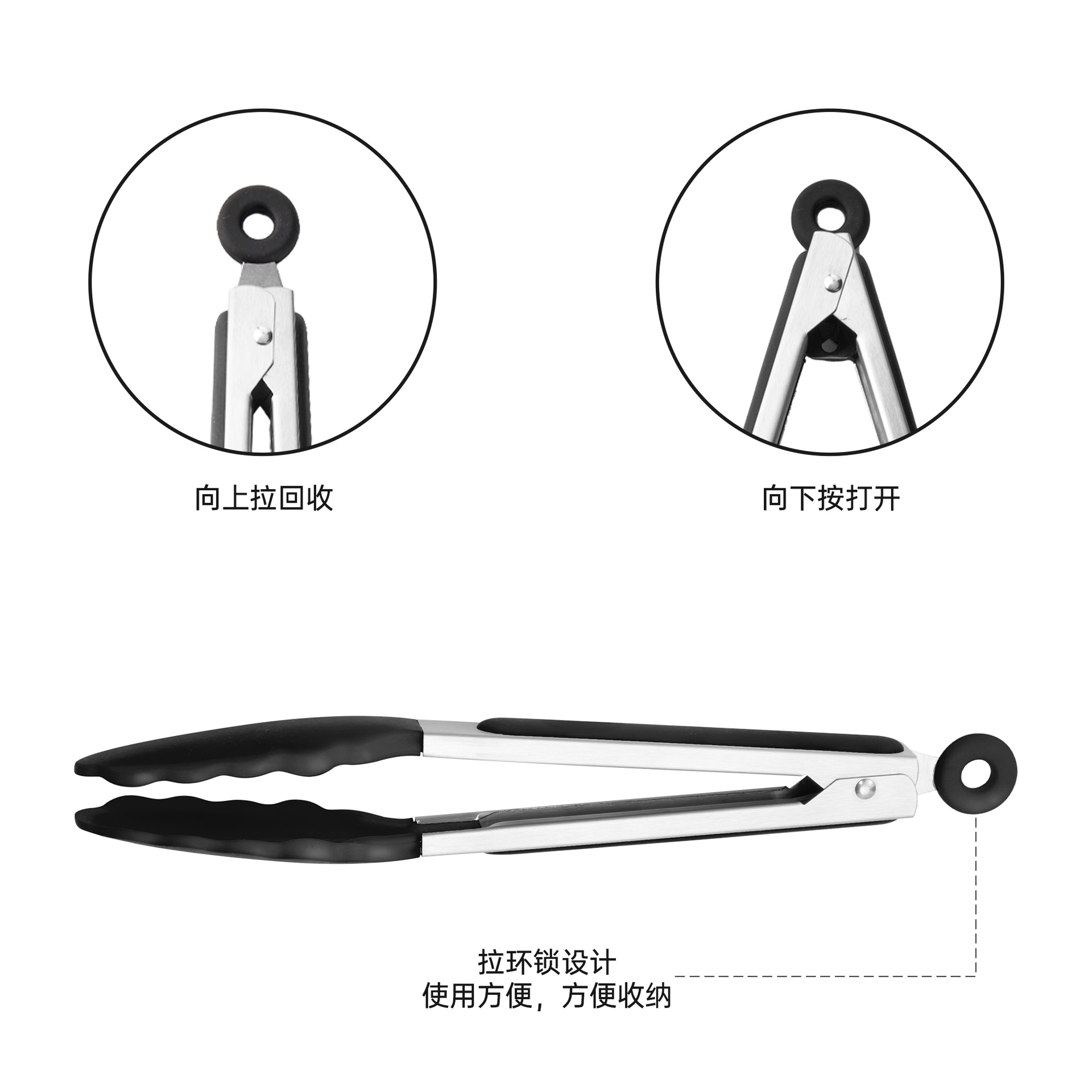 Acero inoxidable silicona herramienta de abrazadera de alimentos gruesa resistente a altas temperaturas utensilios de cocina abrazadera de carne de barbacoa abrazadera de alimentos de filete de barbacoa
