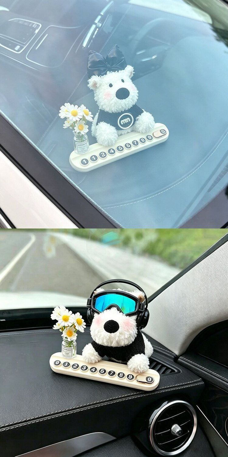 2026 New Car Phone Number Plate, West Highland Mobile Phone Sign, Temporary Parking Decorative Ornament, Cute for Women