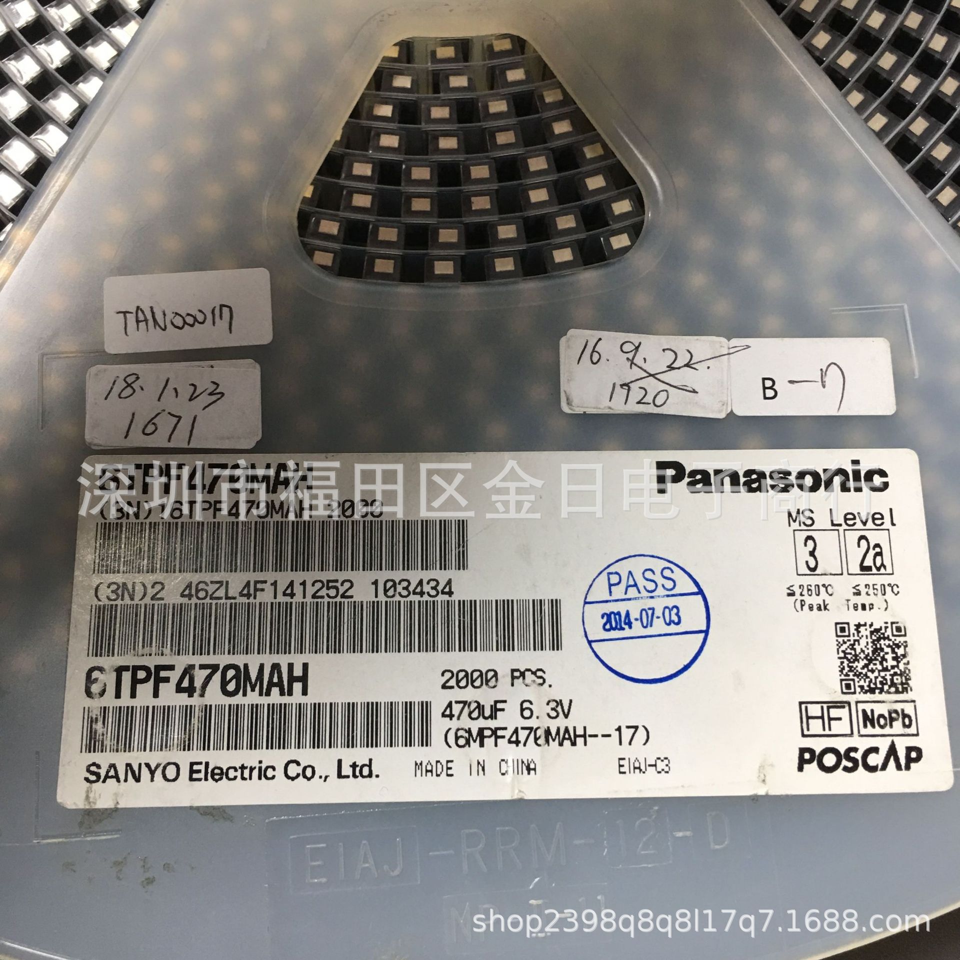 6TPF470MAH  聚合物钽电容器 6.3volts 470uF ESR 10mohm原装现货