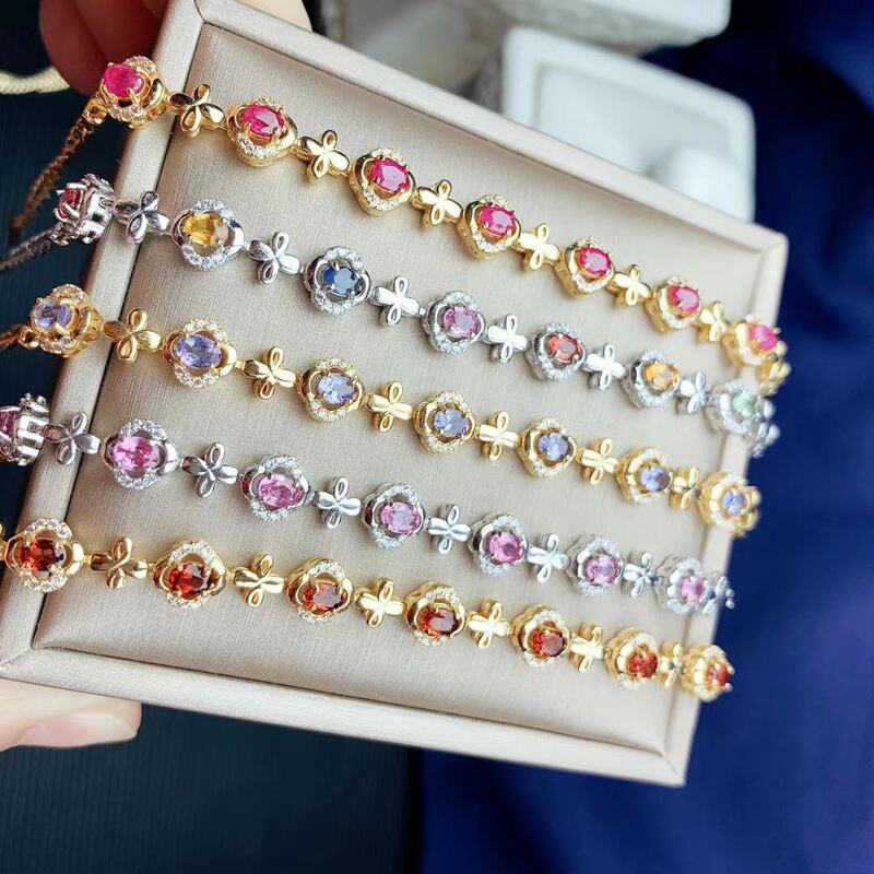 Natural Ruby 925 Silver Inlaid Bracelet, Simple and Fashionable, Popular Style, Live Broadcast Supply, Dropshipping Available