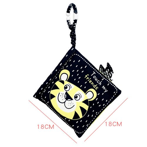 New red and black scenario baby cloth book, baby cartoon animals, five-page cloth book with BB device