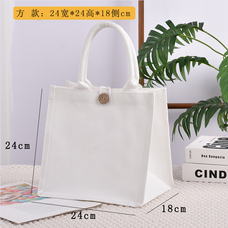 Bolsa de lona en stock, bolsa de lienzo para niños pintados y teñidos DIY, película en blanco cubierta, bolsa de lona tridimensional