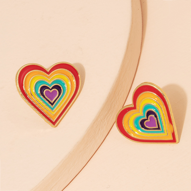 Fashion Alloy Rainbow Heart Earrings Wholesale display picture 2