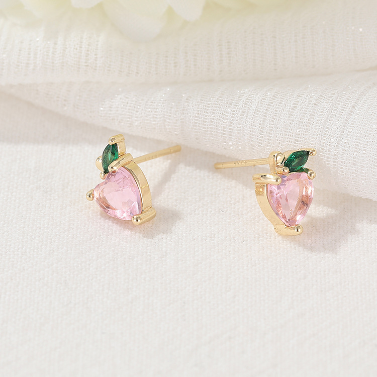1 Pair Quantity Holiday, Daily Occasion 1 Pair Vintage Style Classic Style Cherry Fruit Plating Copper Zircon Ear Studs