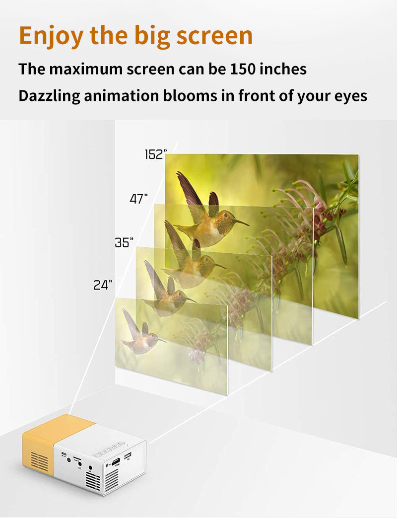 Taşınabilir LED Projektör Ev Mini HD 1080P Telefon Projektörü Açık Hava Mobil Sinema