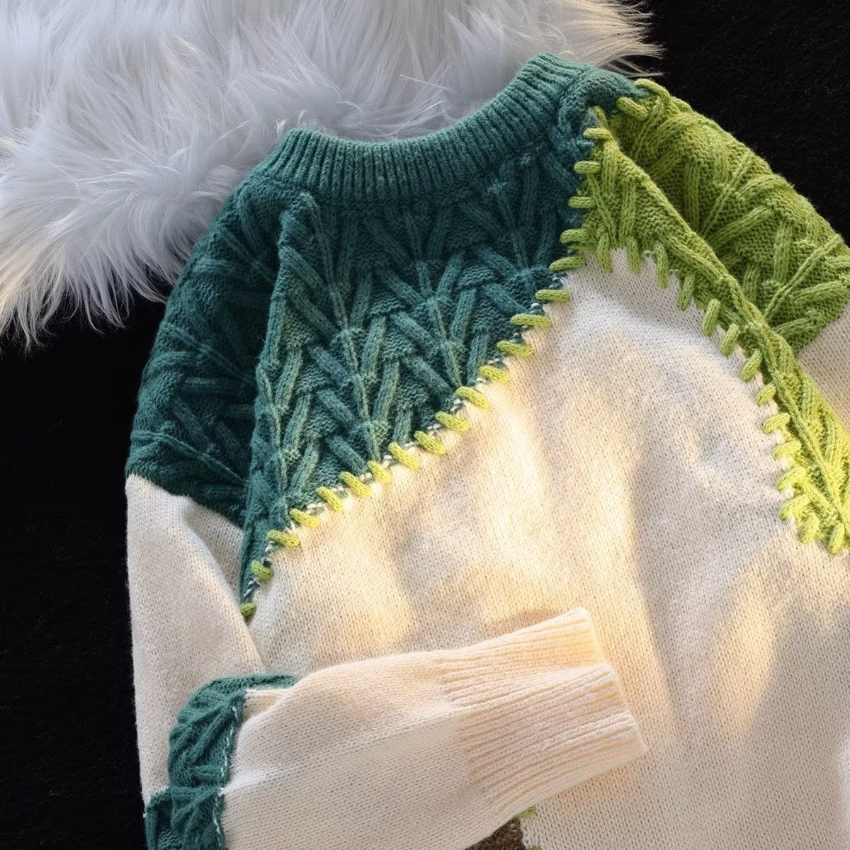 Suéter de contraste de viento perezoso casual retro americano para hombres y mujeres nuevo suéter de punto ceroso suave