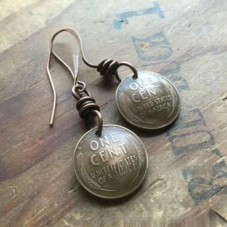 Кросс-бордер новые украшения «Wheat Penny» серьги с монеткой Wheat Penny