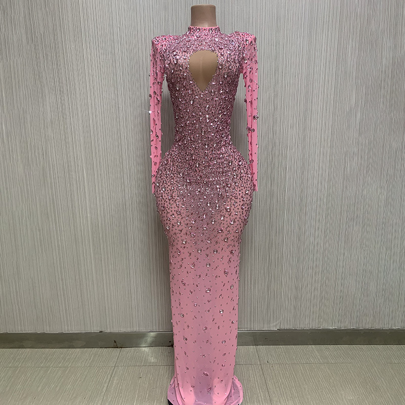Diamond Long Dress See through Shiny Diamond Crystal Evening Crystal Birthday Dress Evening Party Costume Evening Gown Diamond Long Dress See through Shiny Diamond Crystal Evening Crystal Birthday Dress Evening Party Costume Evening Gown