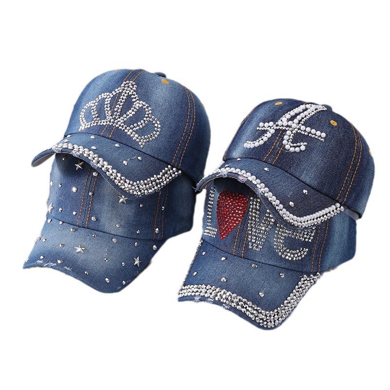 Cowboy Baseball personnalisé diamant d'eau étoile à cinq branches Rivet avant-toit incurvé chapeau de langue de canard_voghion.com