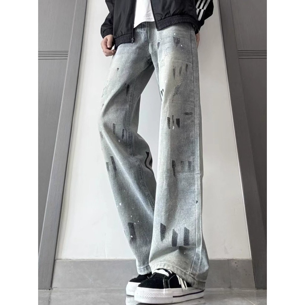 Pantalones Jeans Rectos de Tiro Alto para Hombre de Mezclilla para Uso Diario